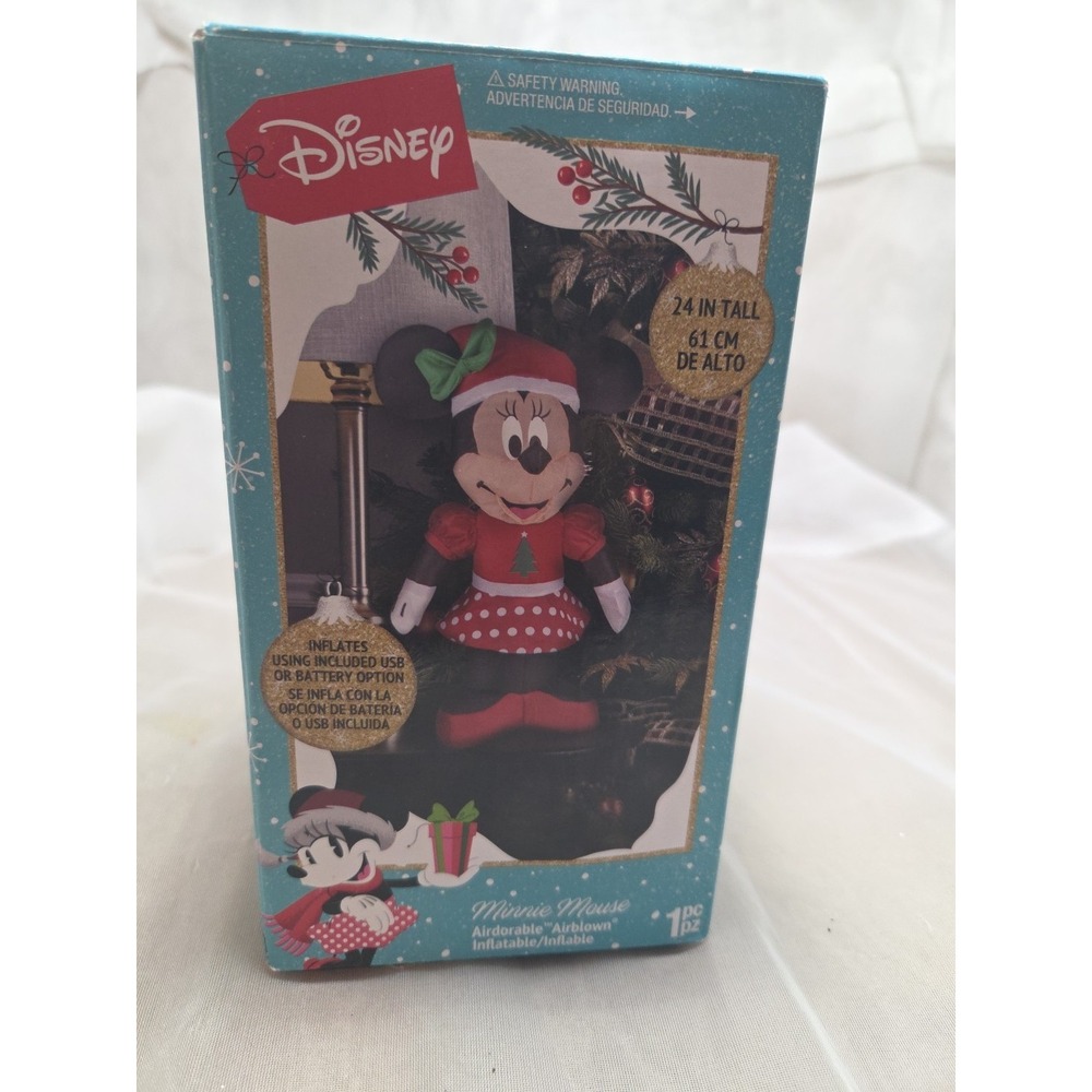 Disney Minnie Mouse Christmas Airblown Inflatable Indoor 24" Decor Gemmy‎ New